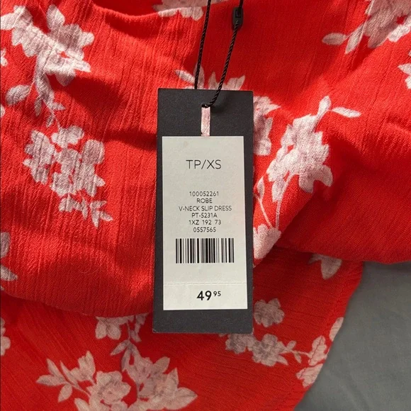 NWT Orange Red Floral Slip Dress - Picture 5 of 5